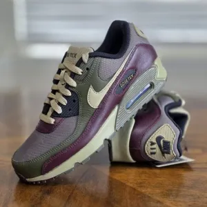 Nike Air Max 90 Gore-Tex Shoes Women's 7.5 Medium Olive Green Maroon FD5810-200