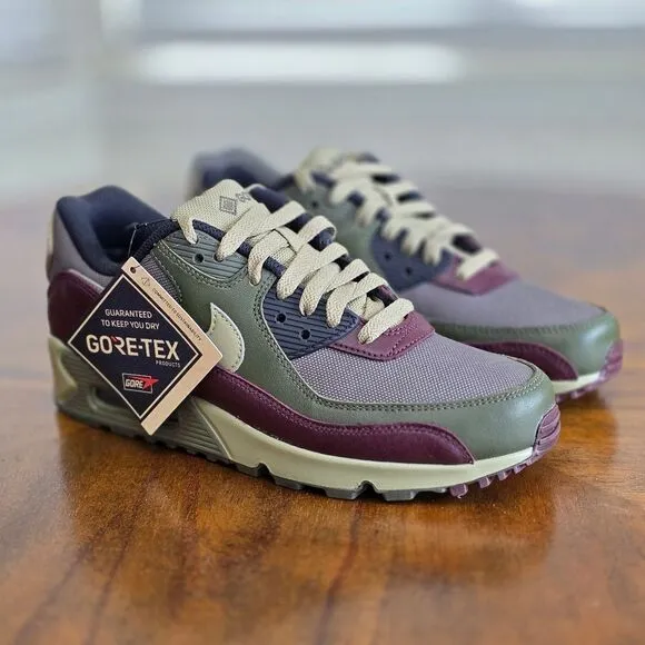 Nike Air Max 90 Gore-Tex Shoes Women's 7.5 Medium Olive Green Maroon FD5810-200