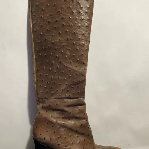 Nine West Ostrich Skin Boots Size 6m Tall Boots Panel At Bottom Missing Zip Up