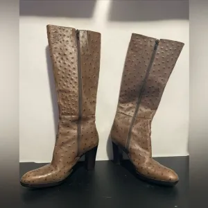 Nine West Ostrich Skin Boots Size 6m Tall Boots Panel At Bottom Missing Zip Up