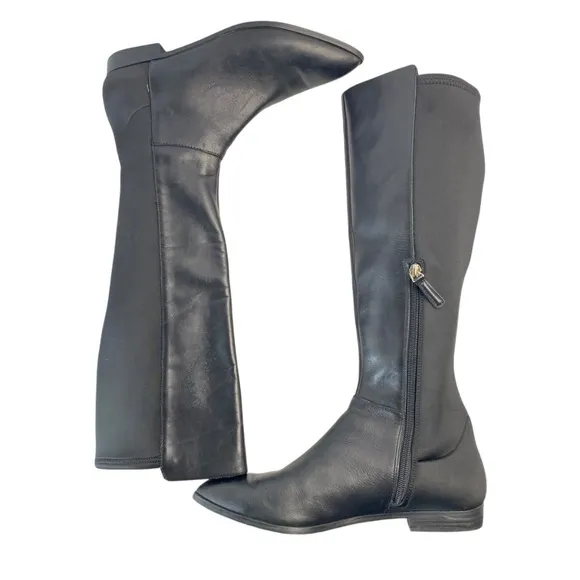 Nine West Owenford Tall Boots Leather/ Fabric in Black Size 8 1/2
