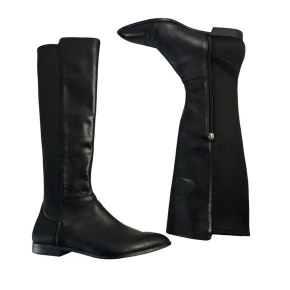 Nine West Owenford Tall Boots Leather/ Fabric in Black Size 8 1/2