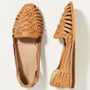 Nisolo Women's Tan Leather Huarache Sandals in almond size 6.5