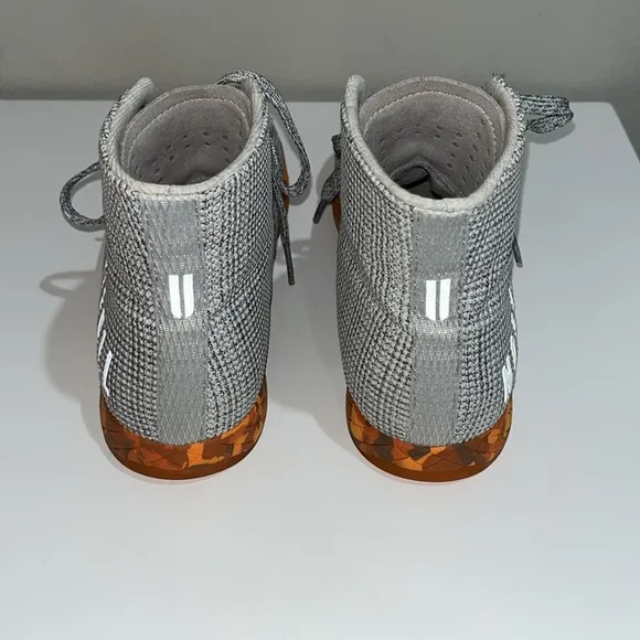 NOBULL Men's Heather Grey Orange Outwork High Top Trainers Sz 7.5 Workout