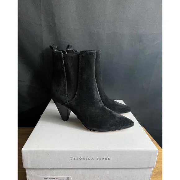 NWB VERONICA BEARD &quot;BAXTER&quot; BLACK SUEDE WESTERN CHELSEA BOOTS US SIZE 5.5M NEW