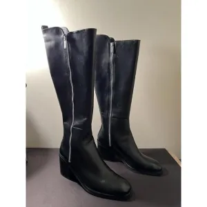 NWOB 3.1 Phillip Lim Alexa Black Knee High Leather Boots Zip Up 70mm Heel 10.5