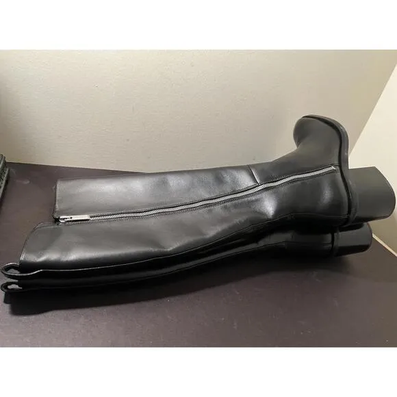 NWOB 3.1 Phillip Lim Alexa Black Knee High Leather Boots Zip Up 70mm Heel 10.5