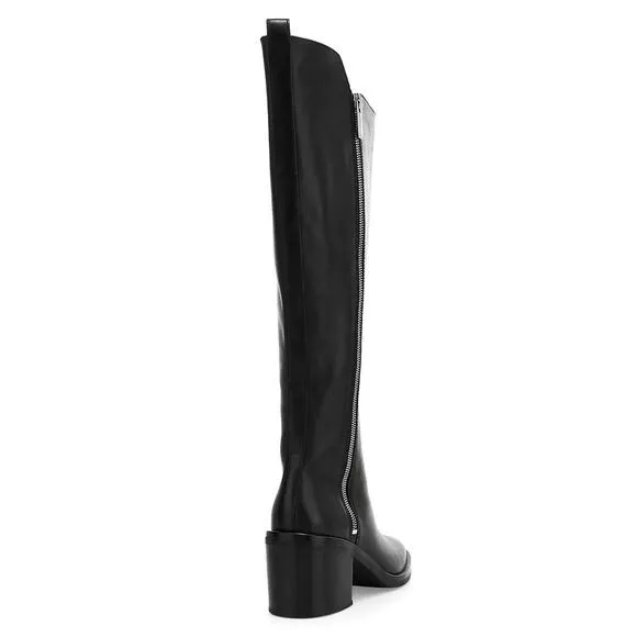 NWOB 3.1 Phillip Lim Alexa Black Knee High Leather Boots Zip Up 70mm Heel 10.5