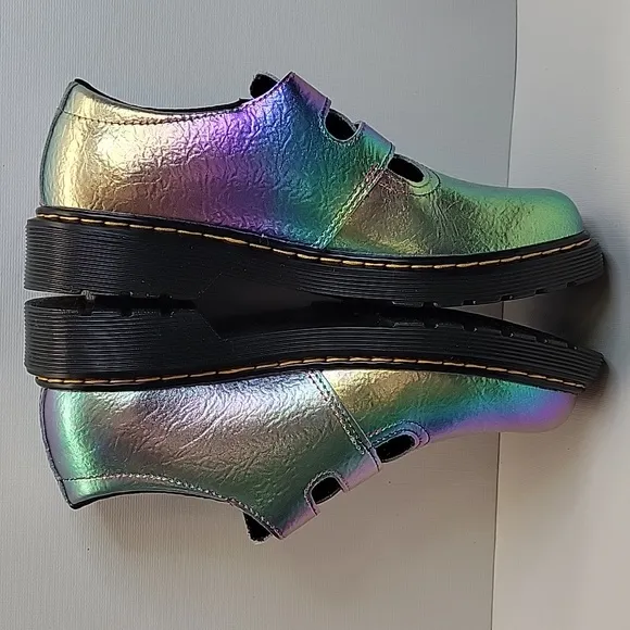 NWOB Dr.Martens Junior8065 Rainbow Crinkle Leather Mary Jane Shoes US L 5