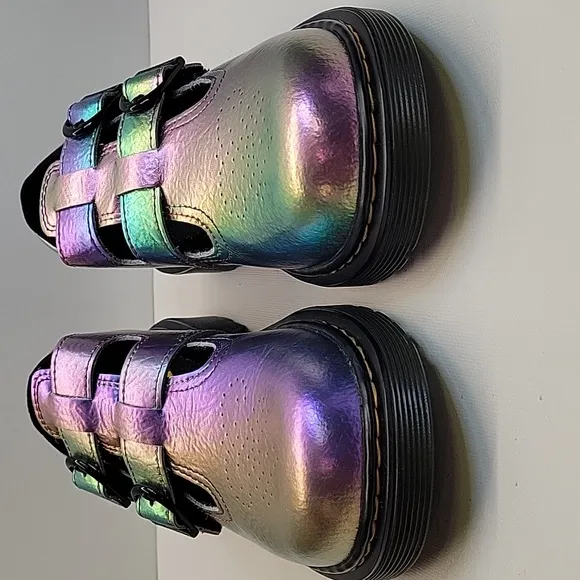 NWOB Dr.Martens Junior8065 Rainbow Crinkle Leather Mary Jane Shoes US L 5