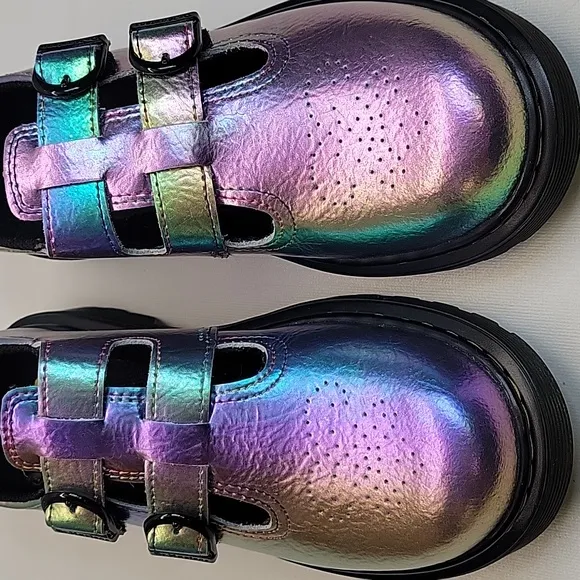 NWOB Dr.Martens Junior8065 Rainbow Crinkle Leather Mary Jane Shoes US L 5