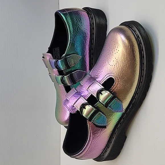 NWOB Dr.Martens Junior8065 Rainbow Crinkle Leather Mary Jane Shoes US L 5