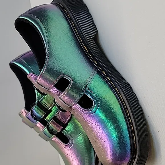 NWOB Dr.Martens Junior8065 Rainbow Crinkle Leather Mary Jane Shoes US L 5