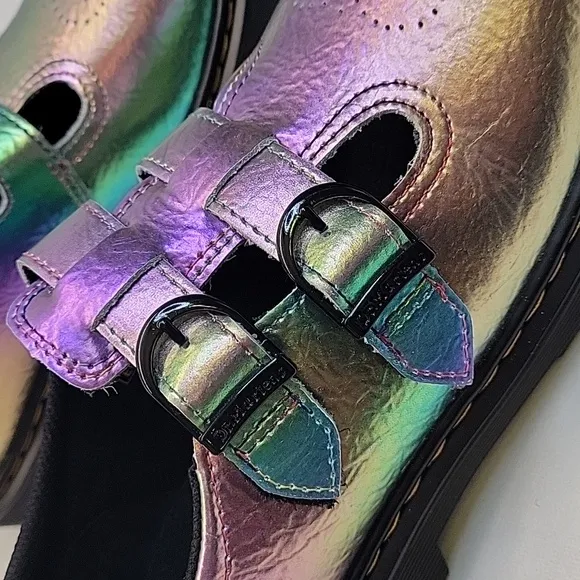 NWOB Dr.Martens Junior8065 Rainbow Crinkle Leather Mary Jane Shoes US L 5