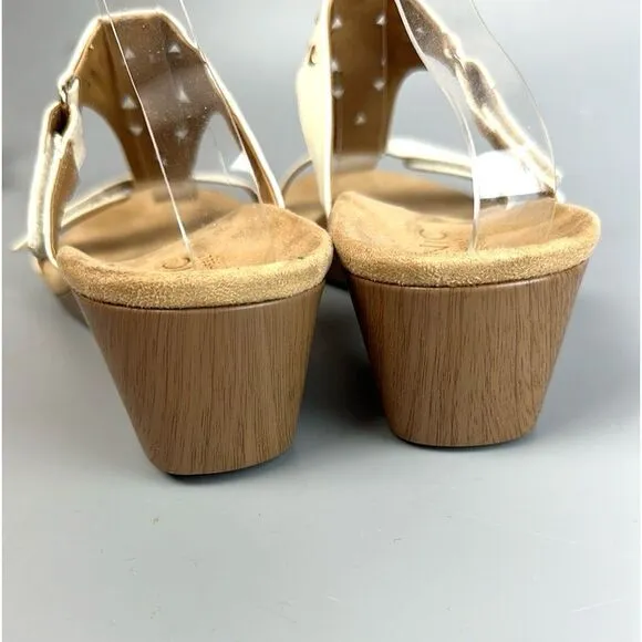 NWOB VIONIC Maggie Wedge Sandals White Patent Gold Studded Beach Comfort Sz 9