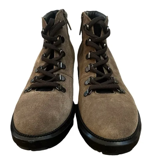 NWOT Aquatalia Liviana Taupe Suede Weatherproof Leather Hiker Boots Shoes - Sz 8