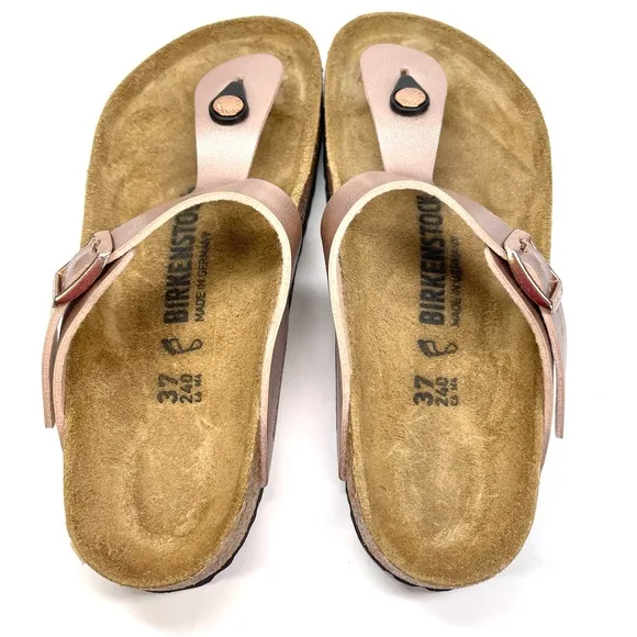 NWOT Birkenstock Sandals Women's Size 6-6.5 EU 37 Copper Gizeh Birko Flor