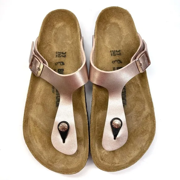NWOT Birkenstock Sandals Women's Size 6-6.5 EU 37 Copper Gizeh Birko Flor