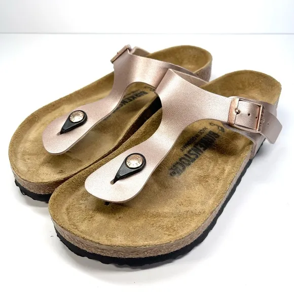 NWOT Birkenstock Sandals Women's Size 6-6.5 EU 37 Copper Gizeh Birko Flor