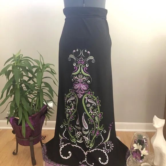 NWOT Elysa Suzanne Strapless Boho Maxi Dress, XS