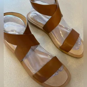 NWOT J. Jill Brown Leather Ankle Wrap Sandals