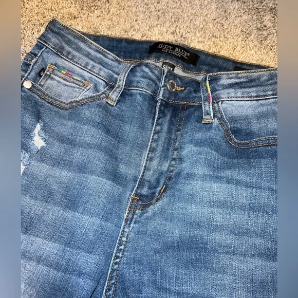 NWOT Judy Blue Multicolor Embroidery Pocket High Waist Skinny Jeans Size 27