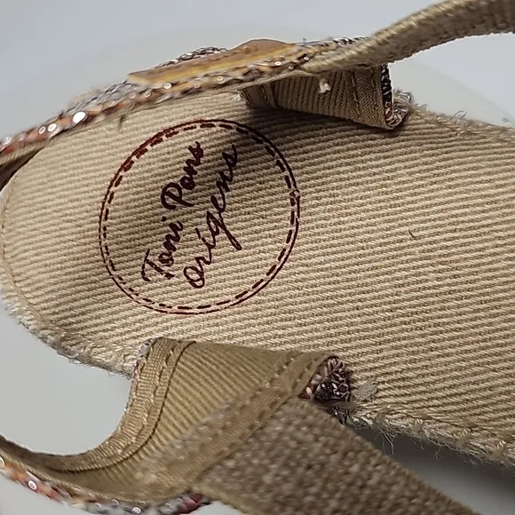 NWOT Toni Pons Triton Espadrille Wedge Sandals Slingback Jute Multicolor 38 7.5