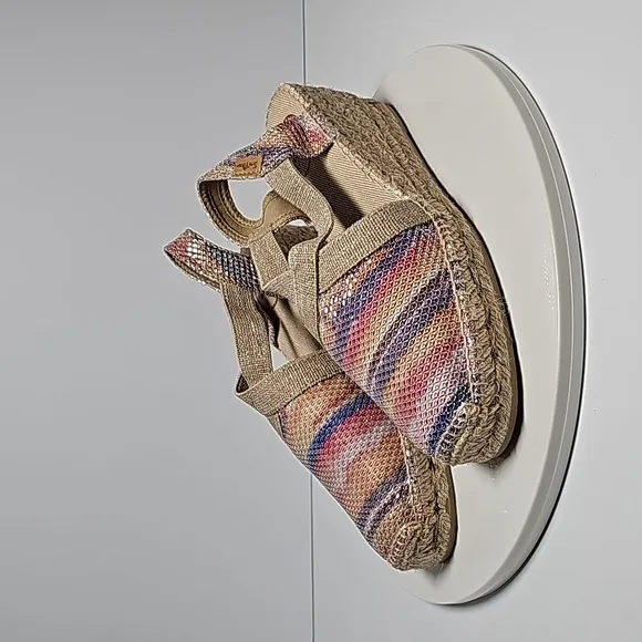 NWOT Toni Pons Triton Espadrille Wedge Sandals Slingback Jute Multicolor 38 7.5