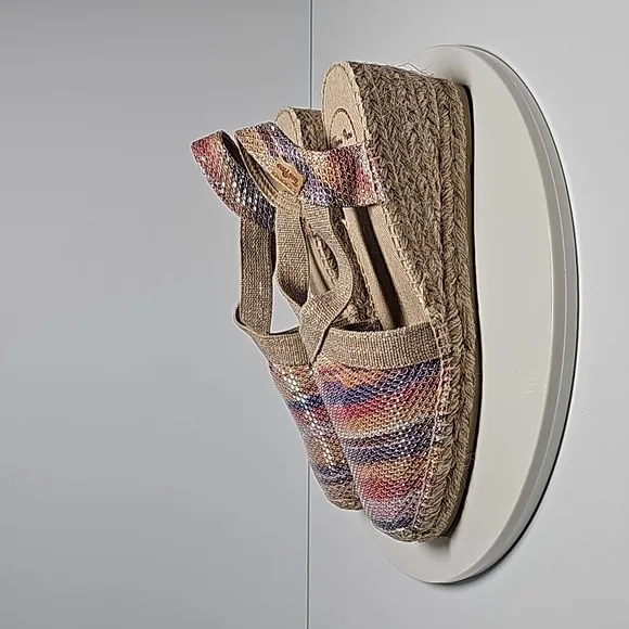 NWOT Toni Pons Triton Espadrille Wedge Sandals Slingback Jute Multicolor 38 7.5
