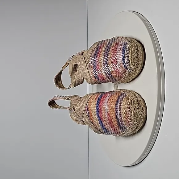 NWOT Toni Pons Triton Espadrille Wedge Sandals Slingback Jute Multicolor 38 7.5