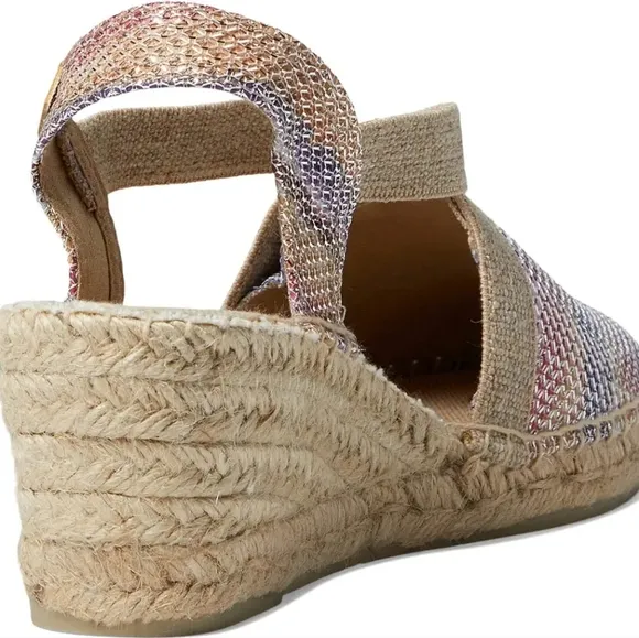 NWOT Toni Pons Triton Espadrille Wedge Sandals Slingback Jute Multicolor 38 7.5