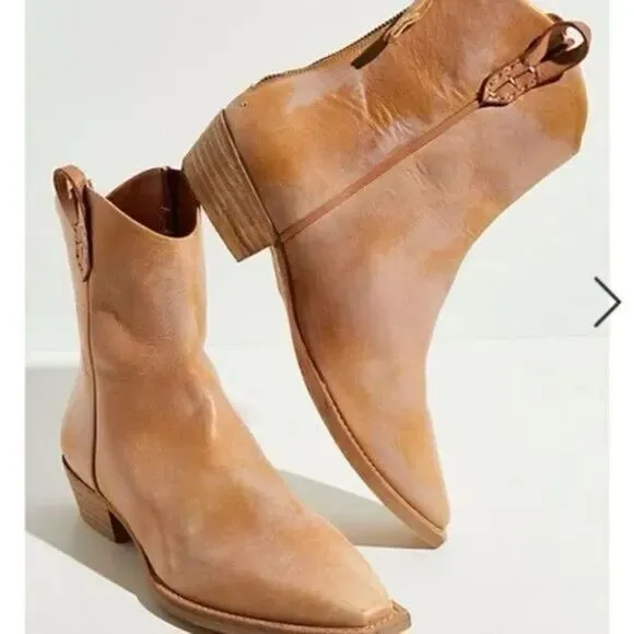 NWOT We The Free Wesley Leather Motif Ankle Boots EU 38 US 8