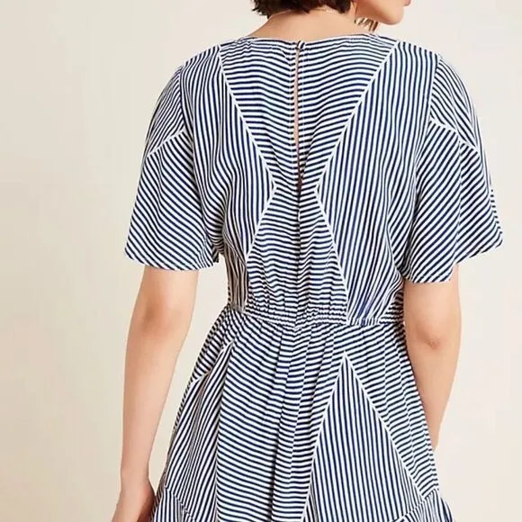 NWOT Anthropologie Lilith Navy White Striped Romper Size XS