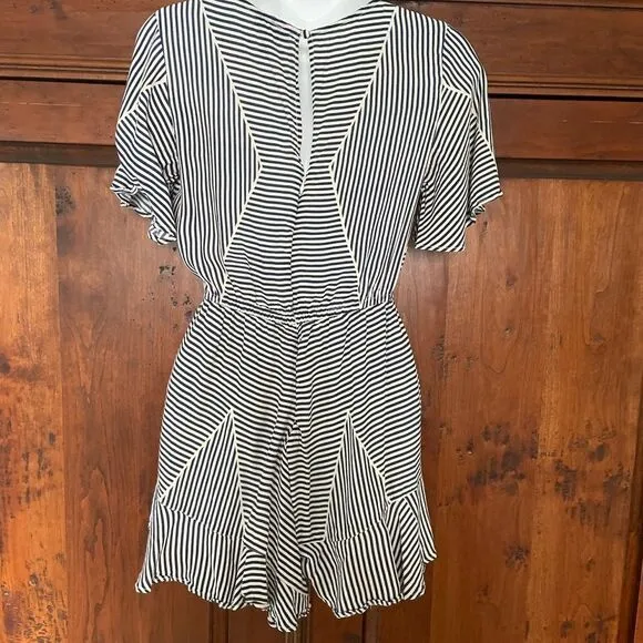 NWOT Anthropologie Lilith Navy White Striped Romper Size XS