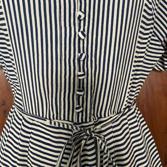 NWOT Anthropologie Lilith Navy White Striped Romper Size XS
