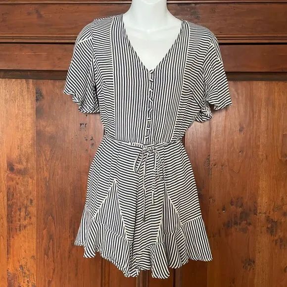 NWOT Anthropologie Lilith Navy White Striped Romper Size XS