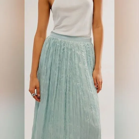 NWOT Free People Vera City Skirt in Aqua Blue Size 6