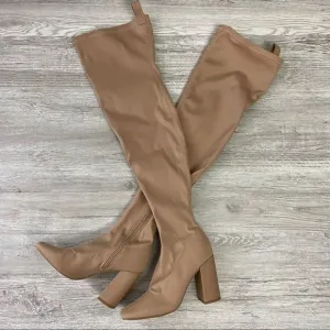 NWOT MissGuided Tan Tall Over the Knee Boots