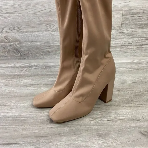 NWOT MissGuided Tan Tall Over the Knee Boots