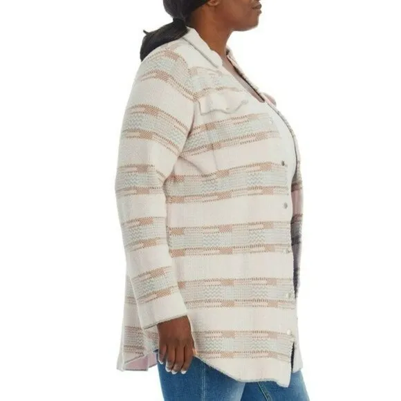 NWT Adyson Parker Plus Plaid Ultra Soft Knit Button Front Shirt Style Cardigan