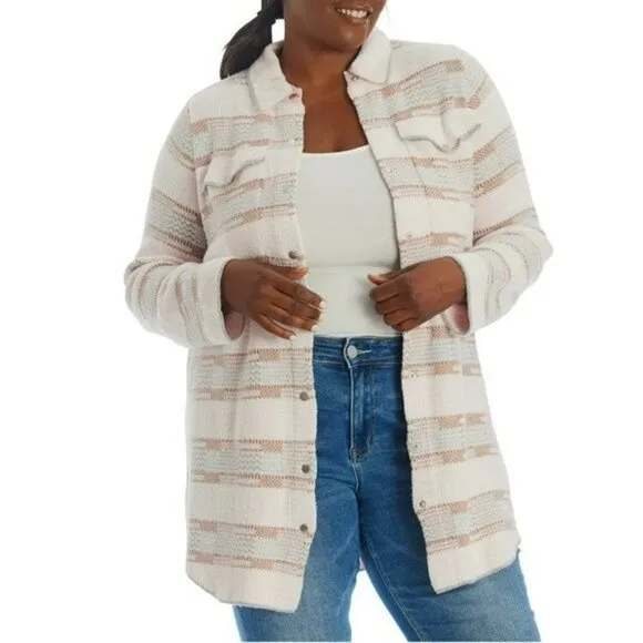 NWT Adyson Parker Plus Plaid Ultra Soft Knit Button Front Shirt Style Cardigan