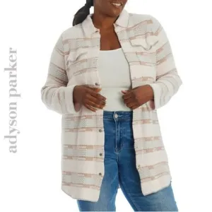 NWT Adyson Parker Plus Plaid Ultra Soft Knit Button Front Shirt Style Cardigan