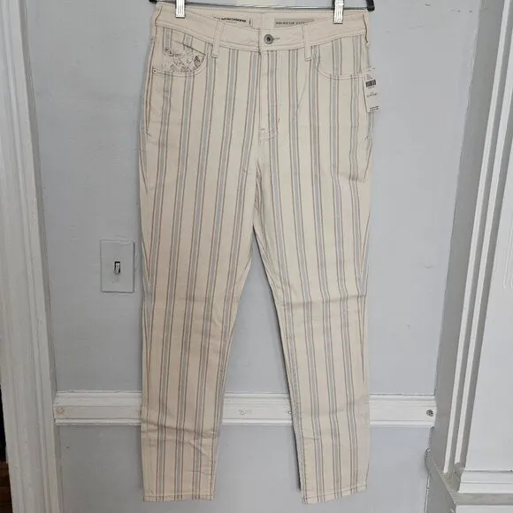 NWT Anthropologie Pilcro High-Rise Striped Slim Boyfriend Jeans | 29 Tall