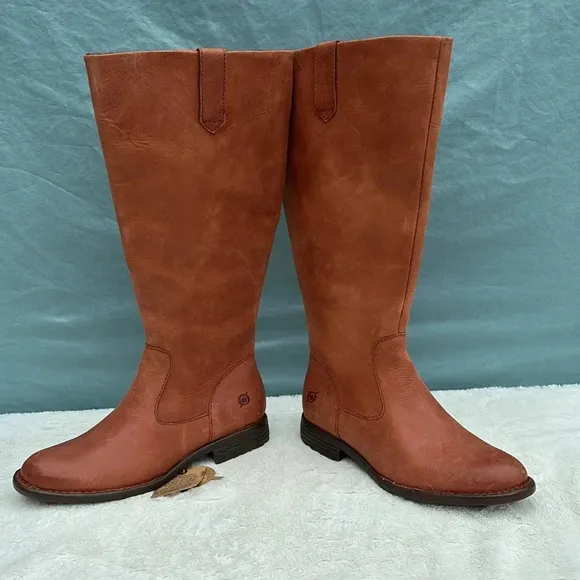 NWT BORN SHAUNIE LEATHER TALL KNEE RIDING BOOTS IN BROWN WOMEN'S SIZE 6.5 NEW
