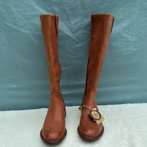 NWT BORN SHAUNIE LEATHER TALL KNEE RIDING BOOTS IN BROWN WOMEN'S SIZE 6.5 NEW