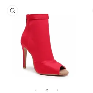NWT BURJU Mina Open Toe Short Stretch Lycra Ankle Boots | Red | Size 11