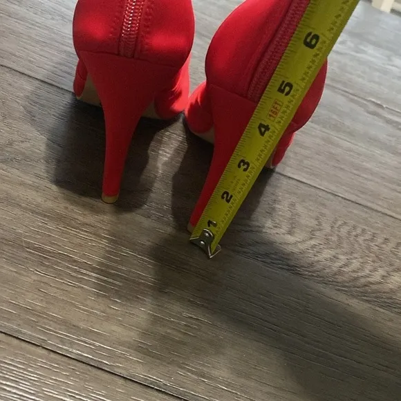 NWT BURJU Mina Open Toe Short Stretch Lycra Ankle Boots | Red | Size 11