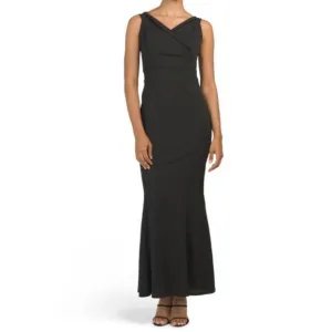 NWT Carla Conti Women's Made In Italy V-Neck Mermaid Hem Gown Maxi Dress