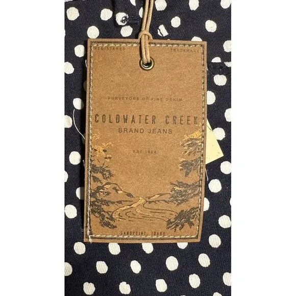 NWT Cold Water Creek Seeing Spots‎ Ankle Jean Mid Rise Size 8.  Navy/White