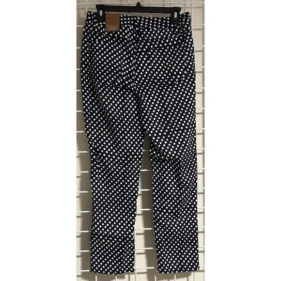 NWT Cold Water Creek Seeing Spots‎ Ankle Jean Mid Rise Size 8.  Navy/White